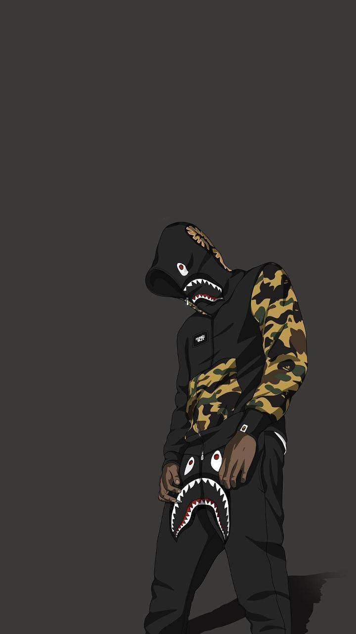 Fatigue Print Bape Cartoon Background