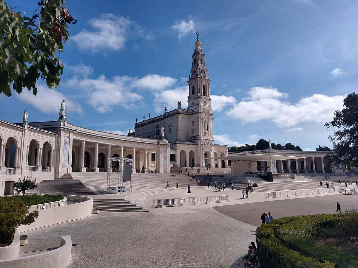 Fatima Sanctuary Exterior In The Daytime Background