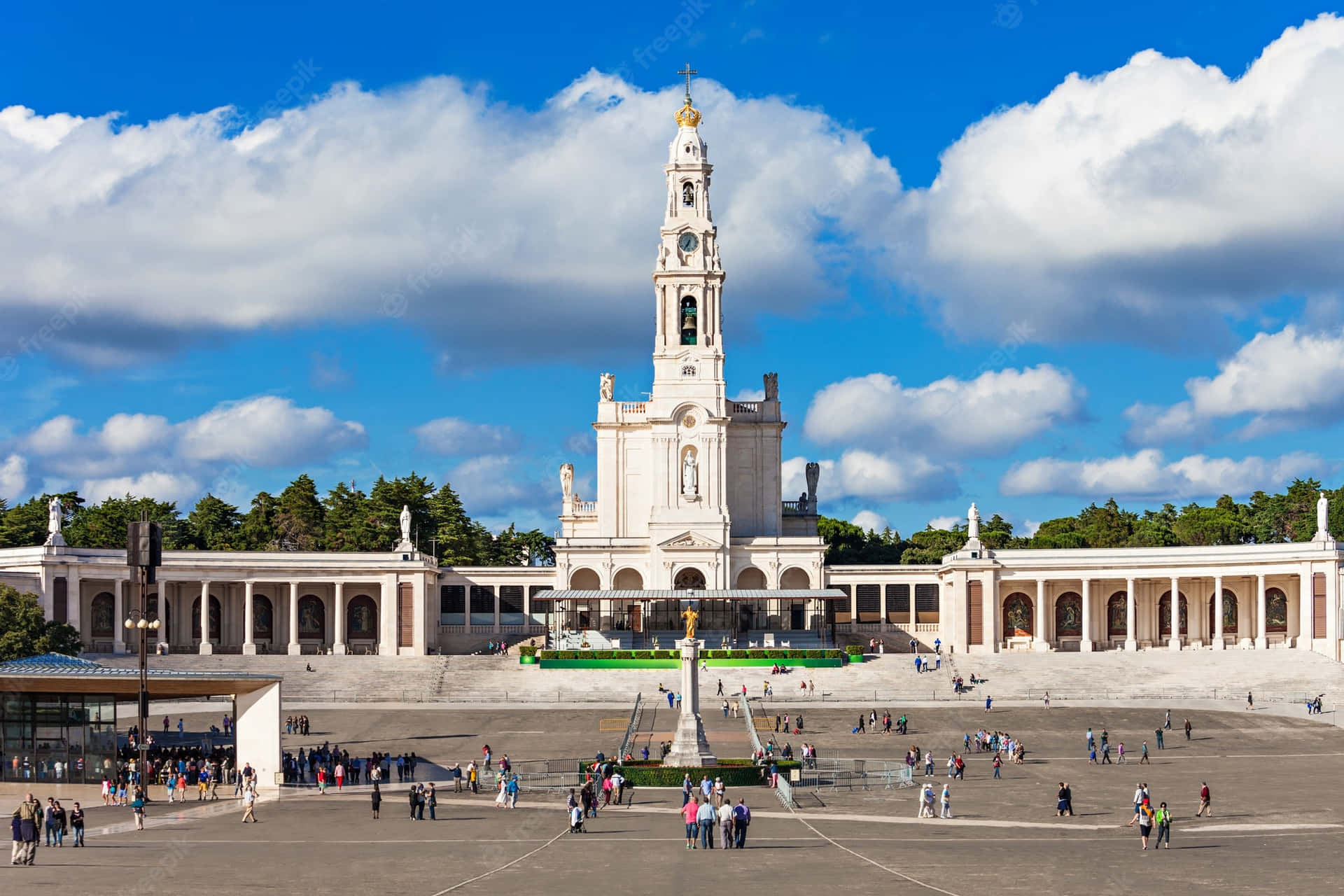 Fatima Sanctuary With Cloudy Skies Background