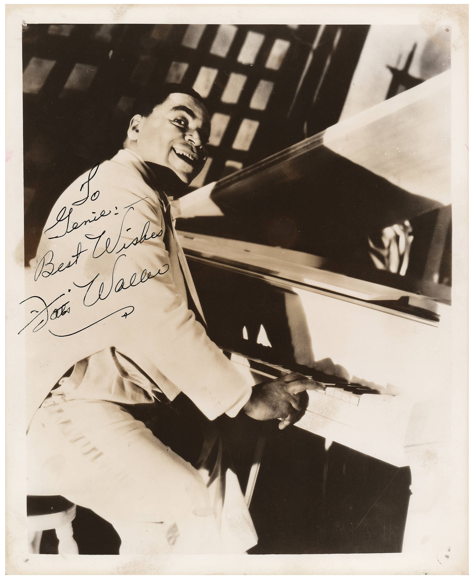 Fats Waller Portrait With Dedication Background