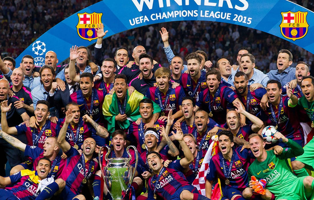 Fc Barcelona 2015 Champions League Winners Background