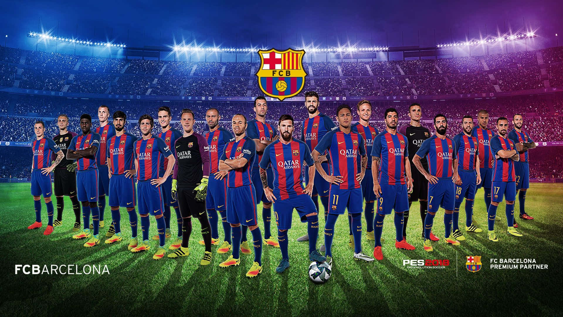 Fc Barcelona Complete Team Photo Desktop Background