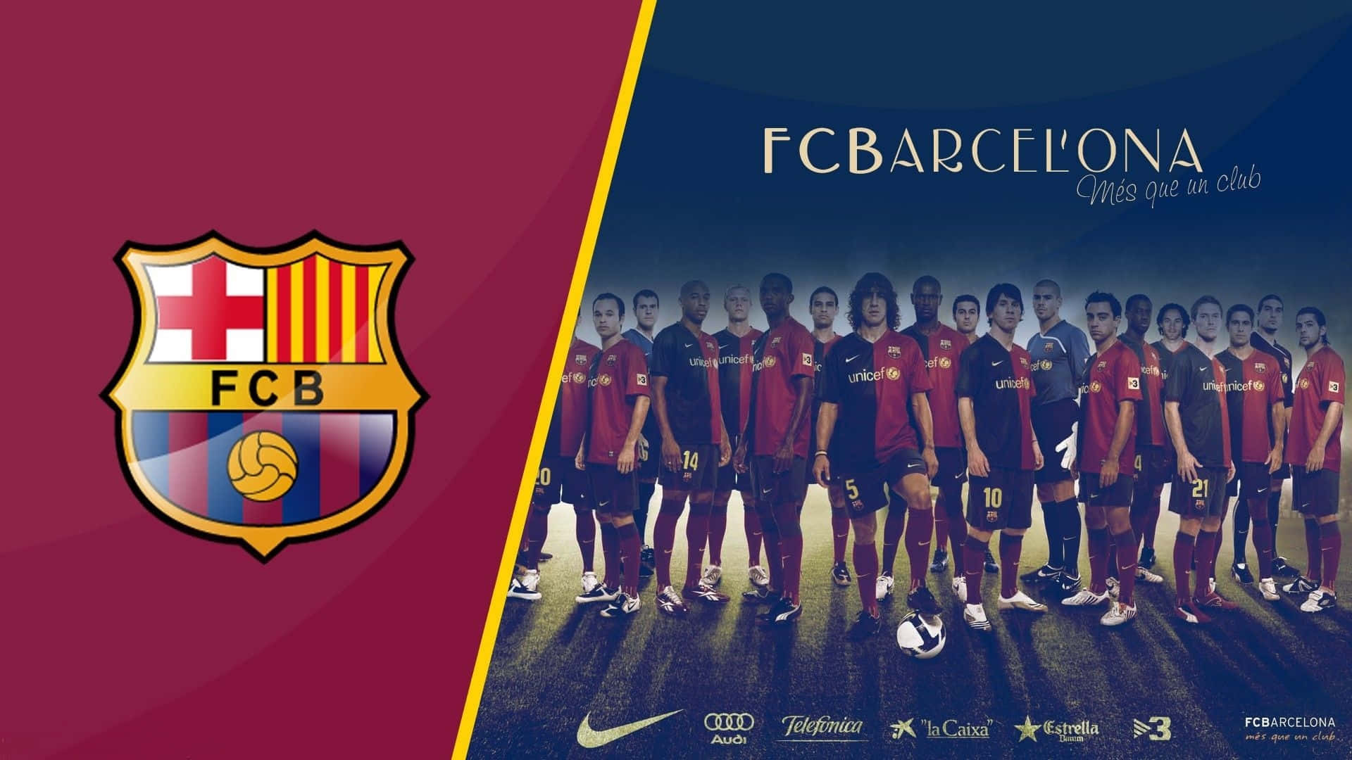 Fc Barcelona Logo And Team Desktop Background