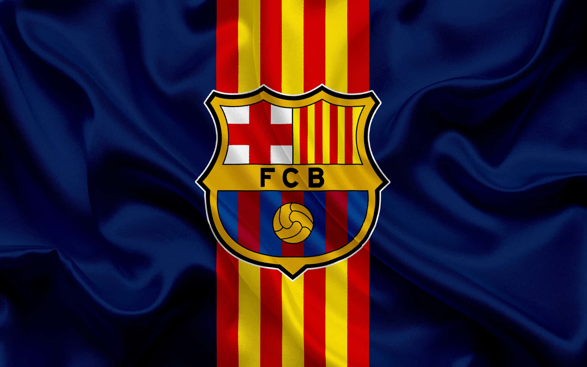 Fc Barcelona Logo Inlaid In A Cloth Desktop Background