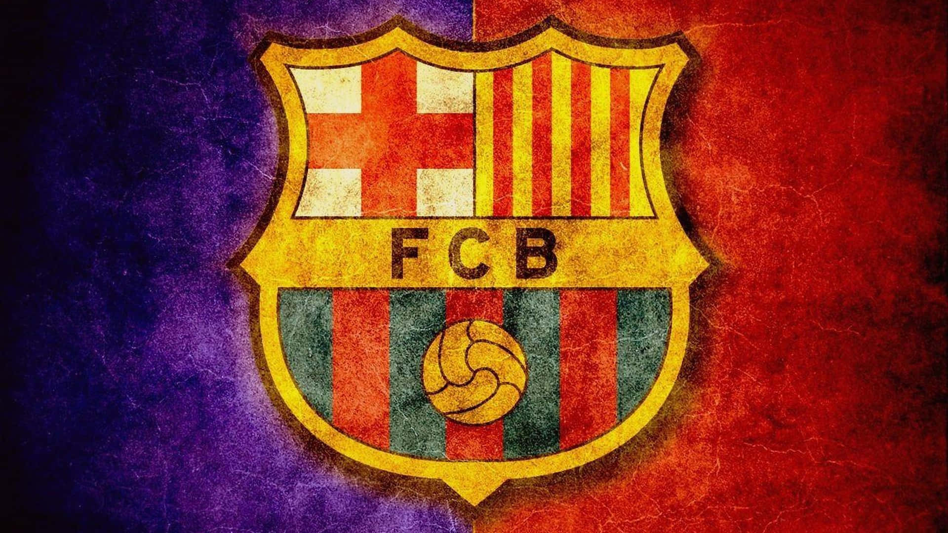 Fc Barcelona Logo On Scratch Purple-red Desktop Background