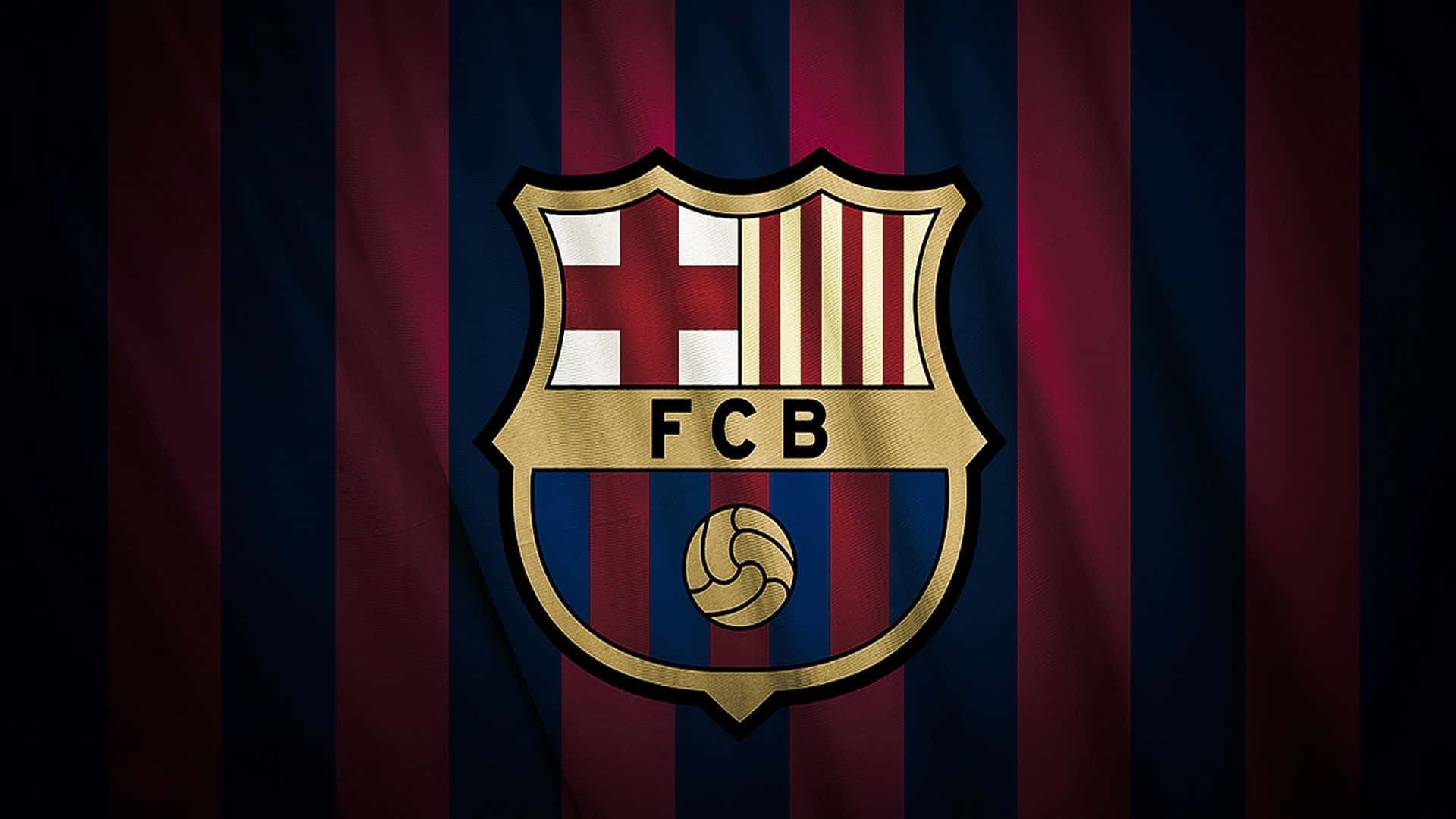 Fc Barcelona Logo Stamped On Flag Desktop Background