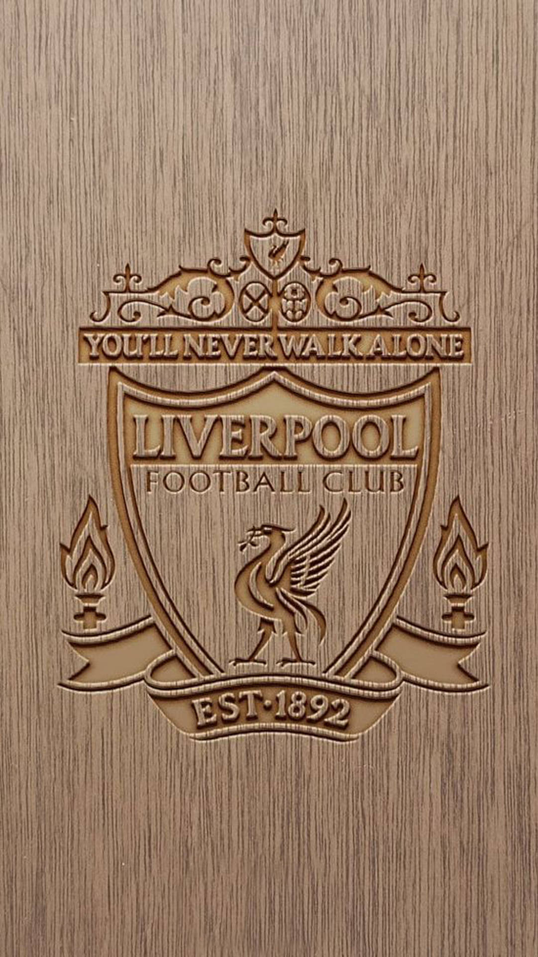Fc Liverpool 4k Logo Wood Background