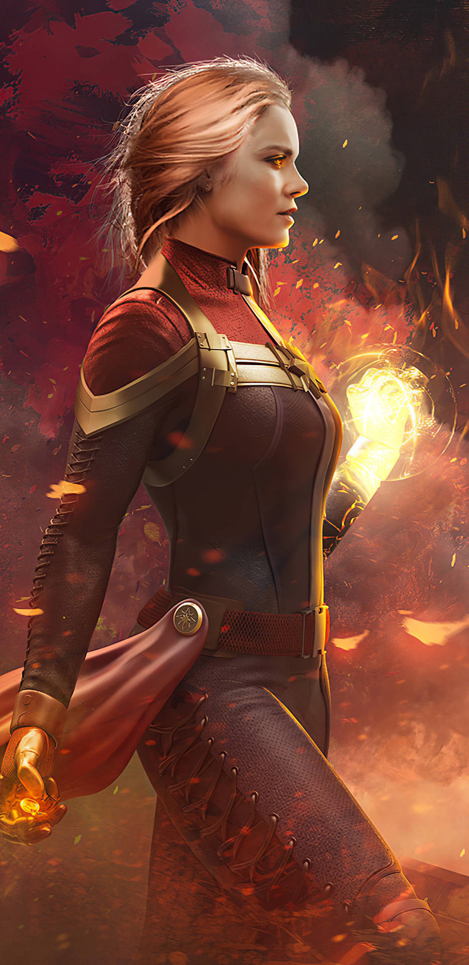 Fearless Captain Marvel Phone Background