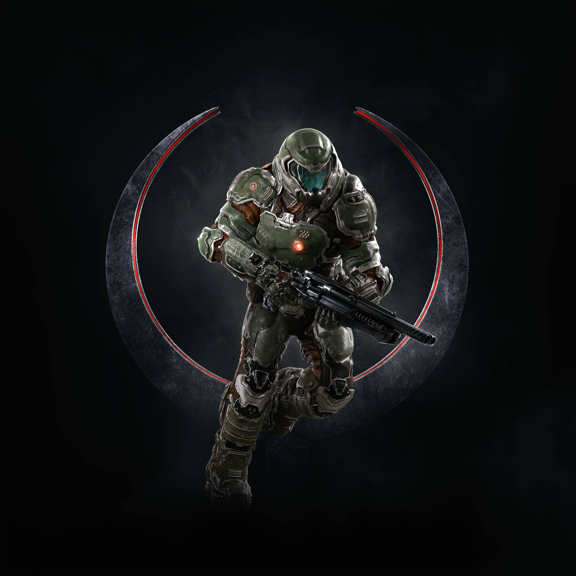 Fearless Doomguy In Quake Champions Action Background