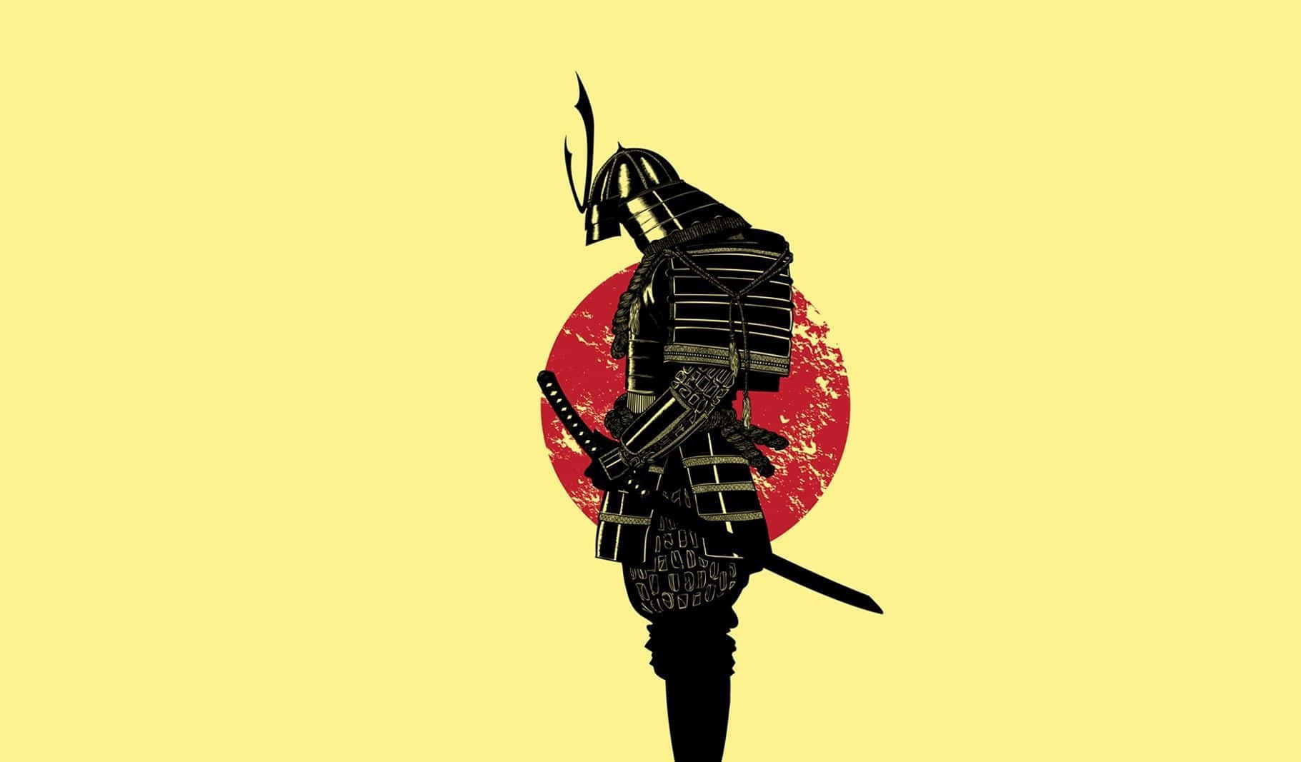 Fearless Samurai Warrior In Battle Background