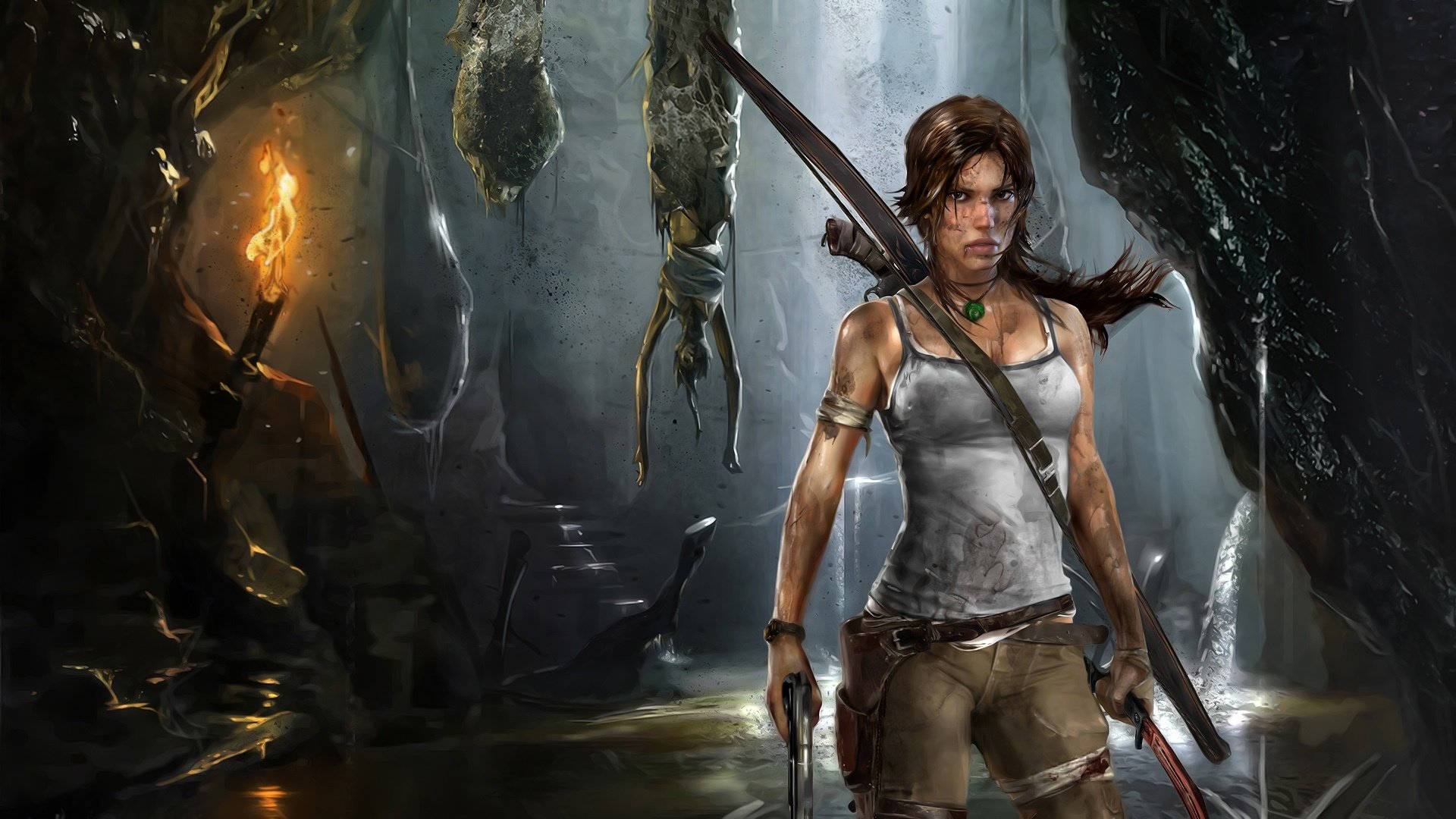 Fearsome Lara From Tomb Raider Game Background