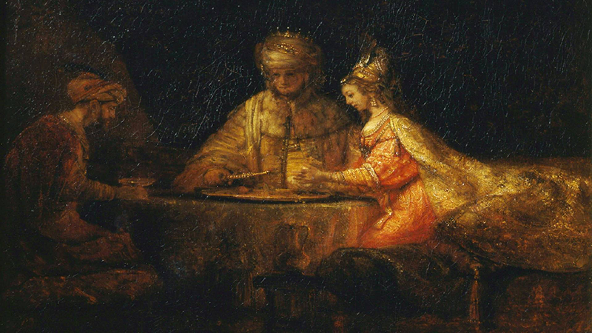 Feast Of Esther Rembrandt Painting Background