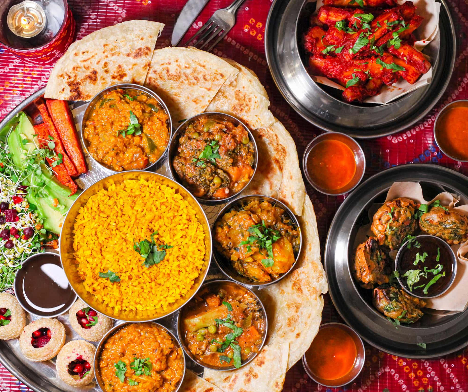 Feast On A Delicious Meal At The Food Table Background