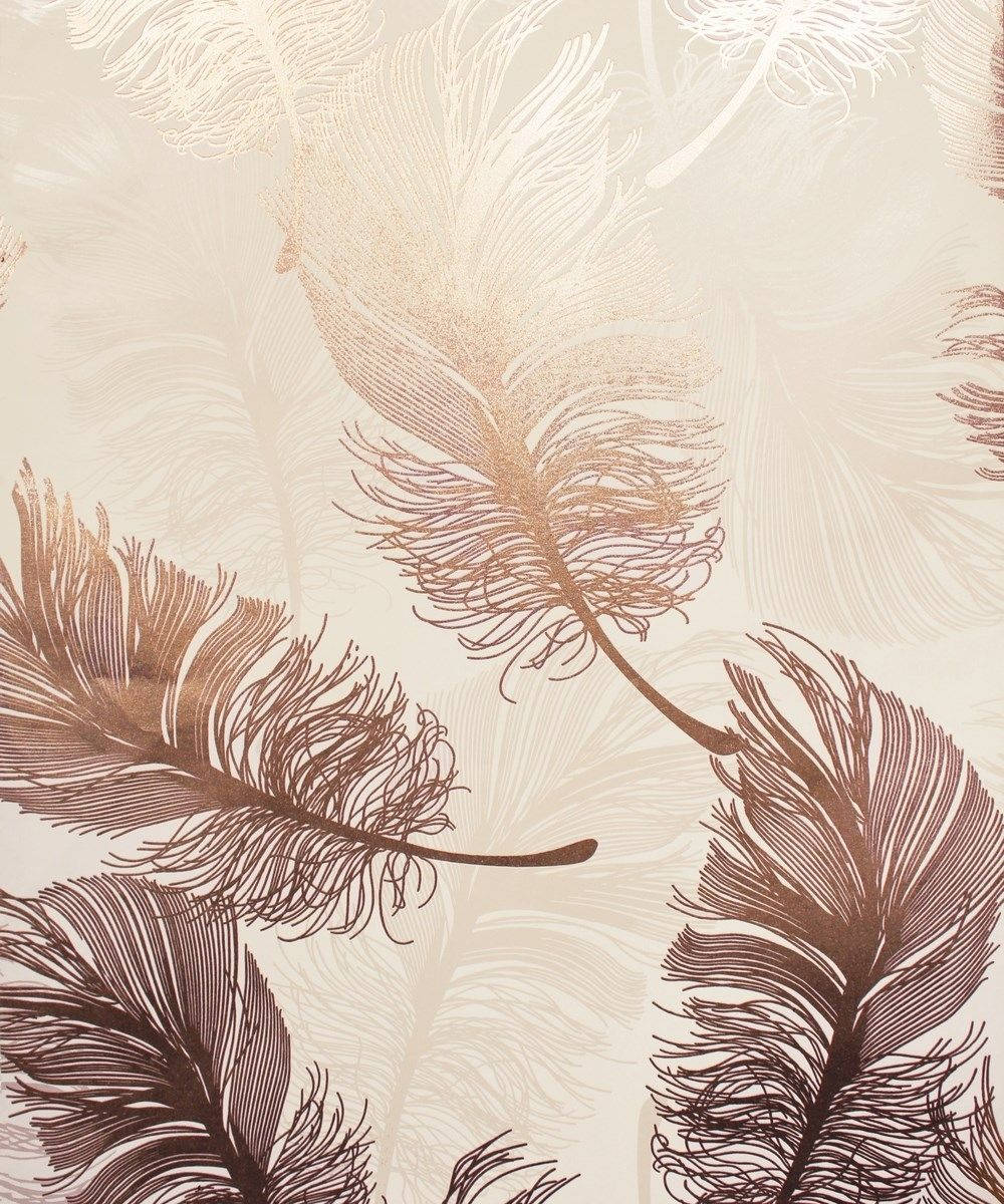 Feather Rose Gold Foil Background