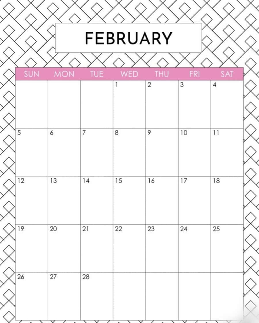 February Calendar With Pink Day Markers Background