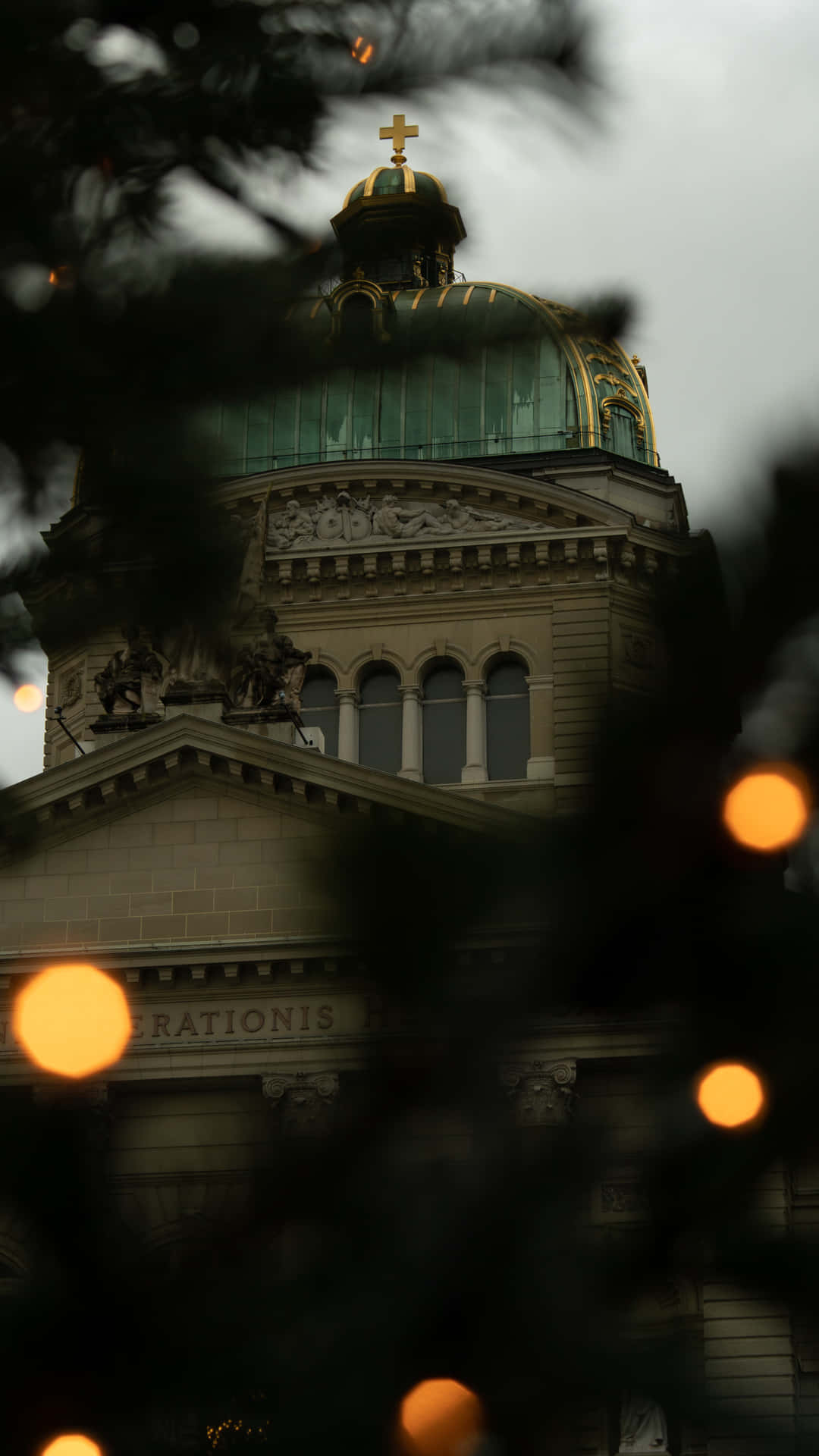 Federal Building With Lights Background