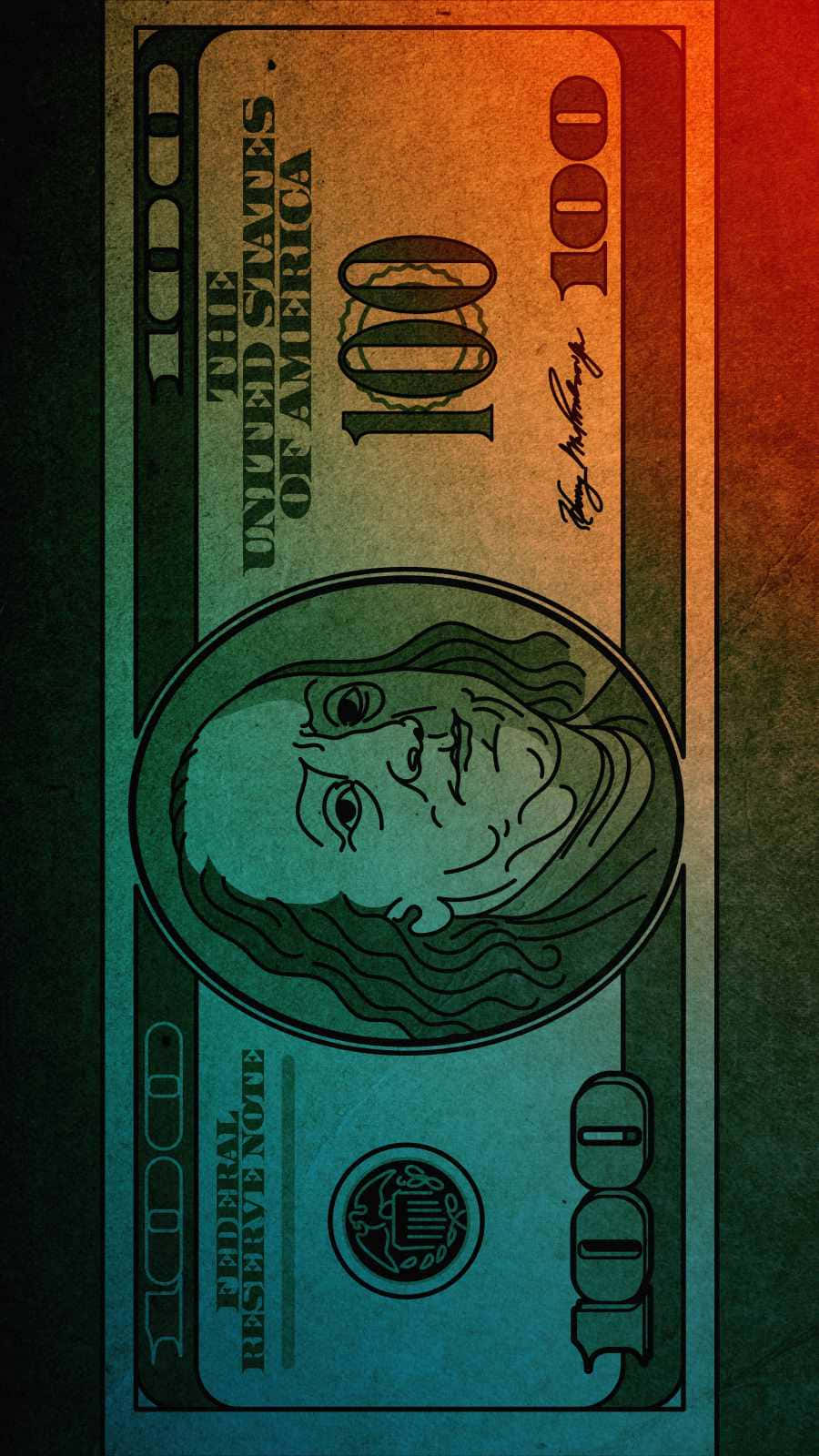 Federal Dollar In Orange Background
