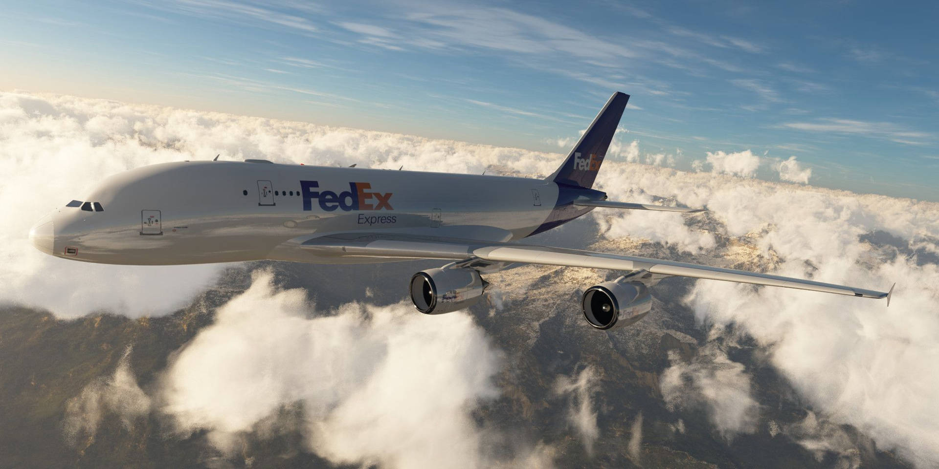Fedex Plane Sea Of Clouds Background