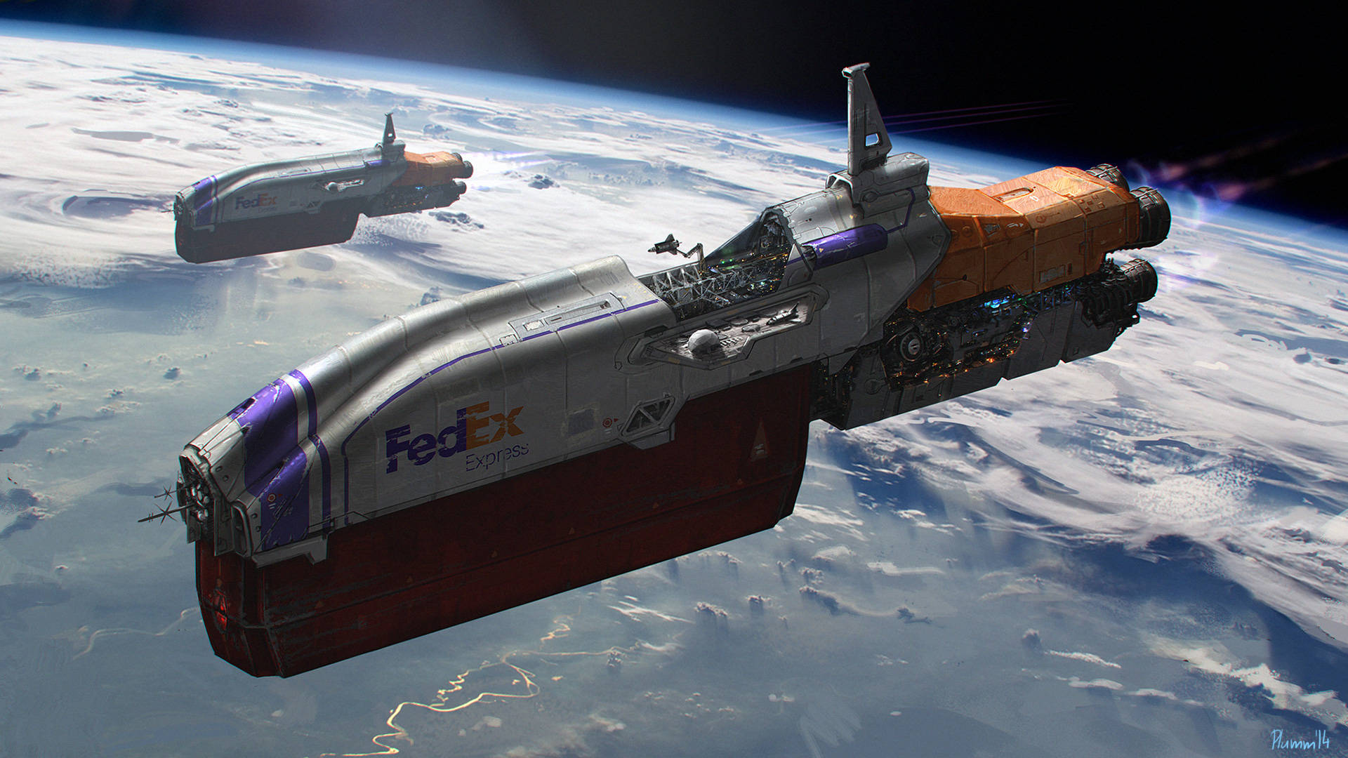 Fedex Spaceships Digital Art Background