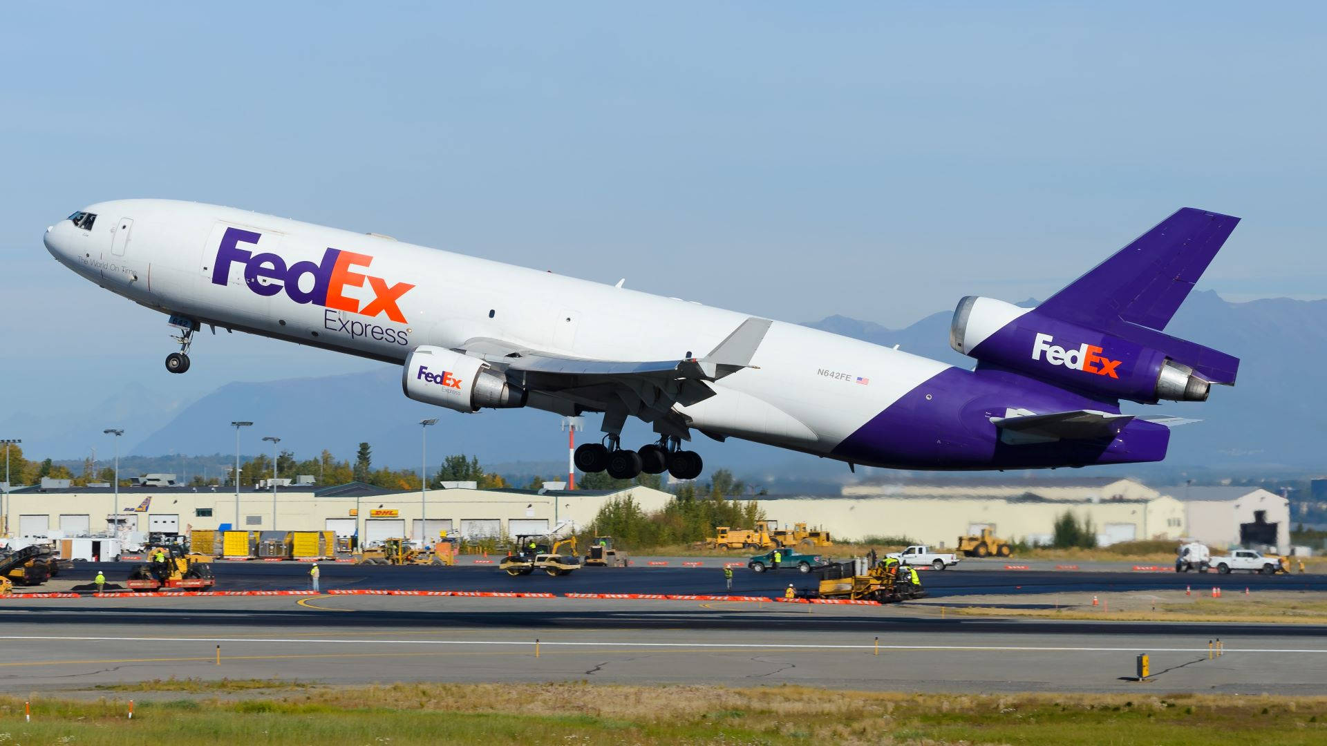 Fedex Tracking Airplane Taking Off Background