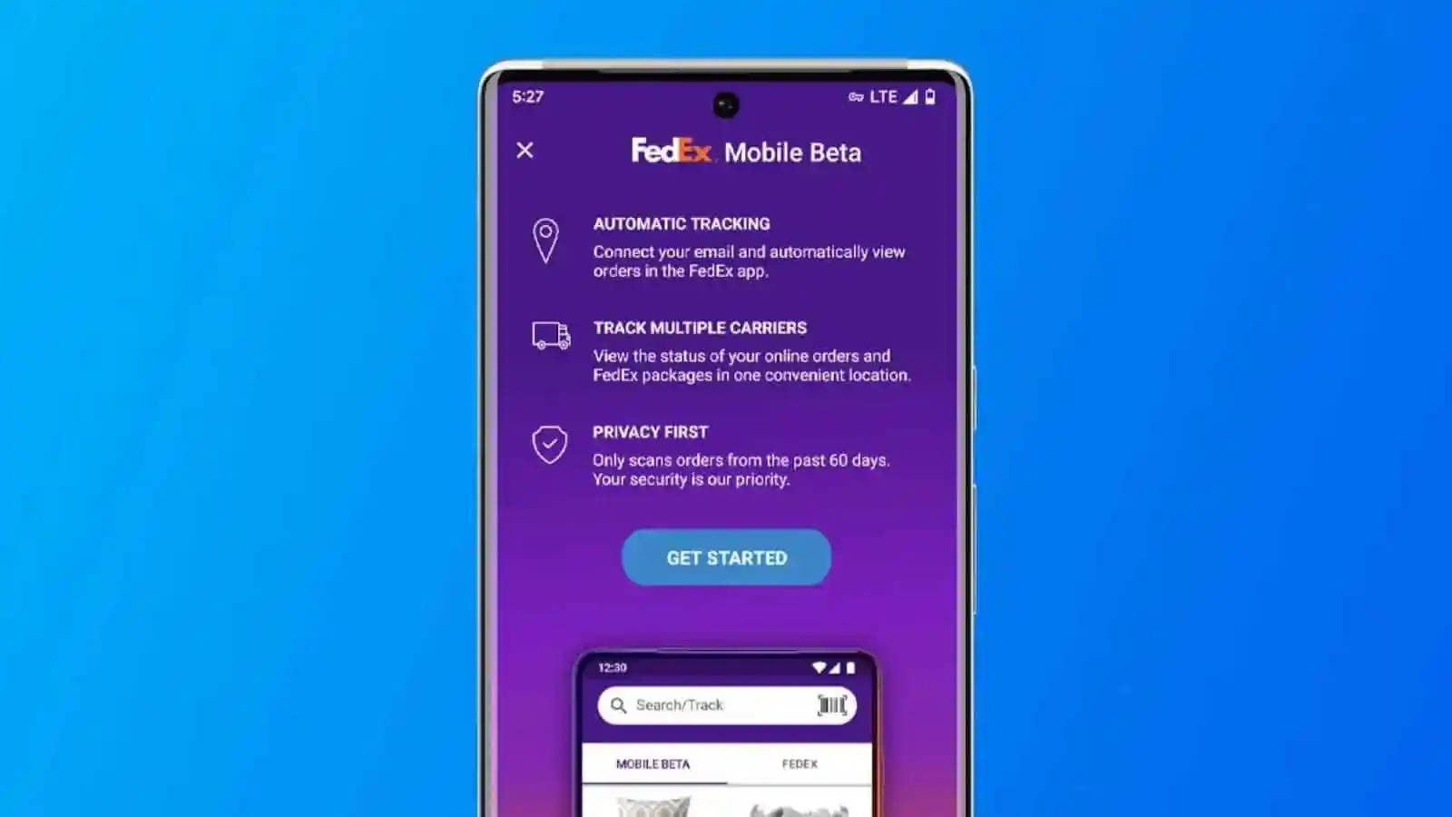 Fedex Tracking Mobile App Blue Background