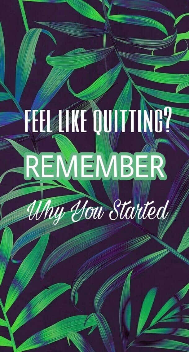 Feel Like Quitting Remember Why You Started? Background