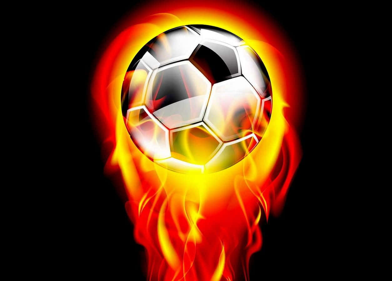 Feel The Heat Of Football On Fire Background