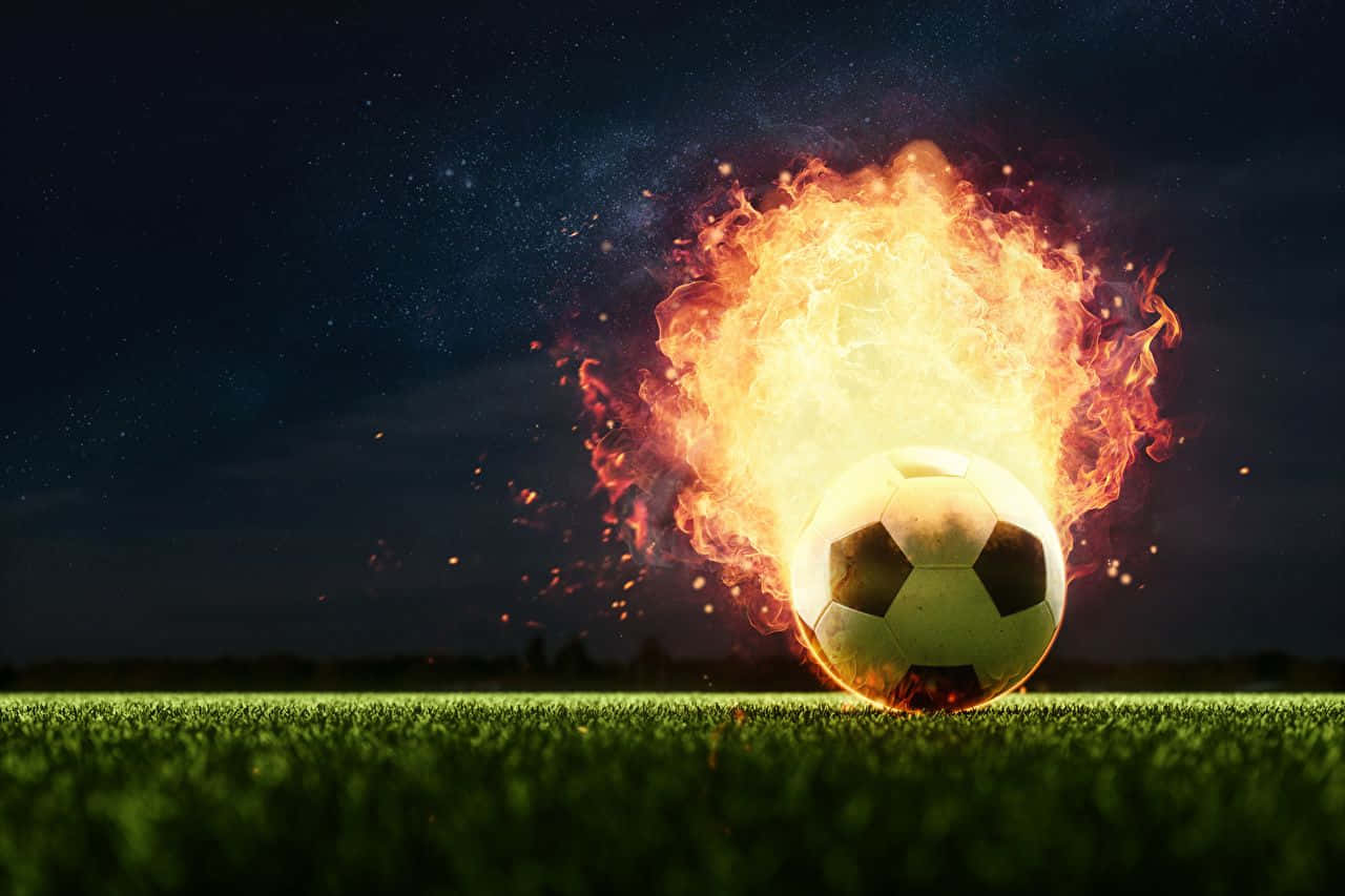 Feel The Heat Of Football On Fire Background