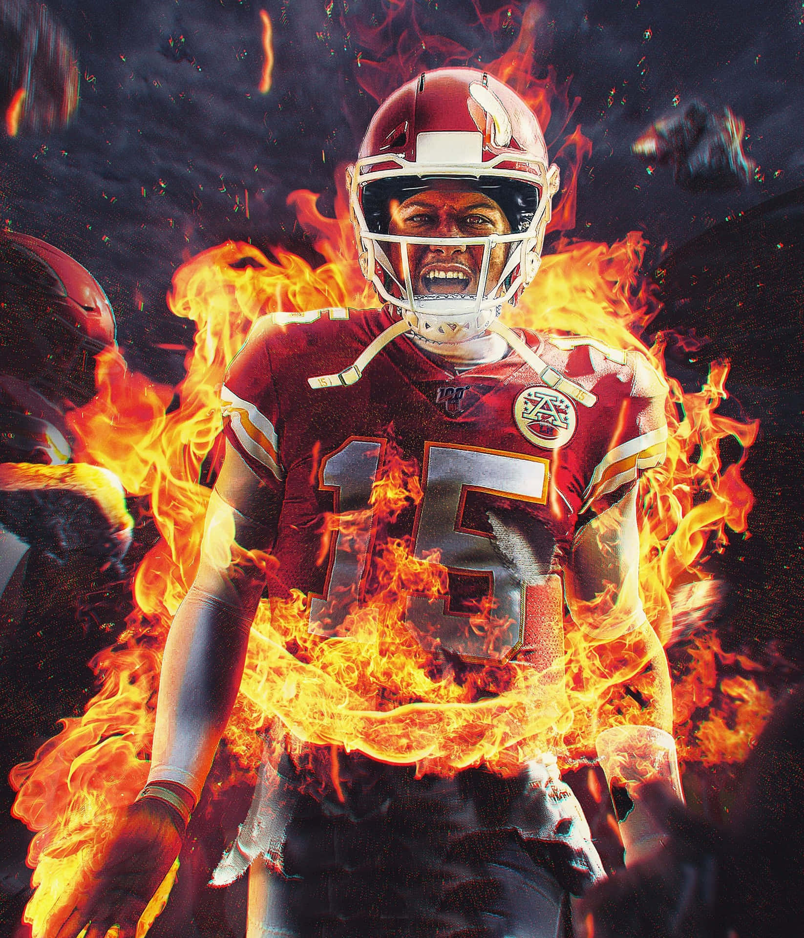 Feel The Passion Of Football On Fire Background