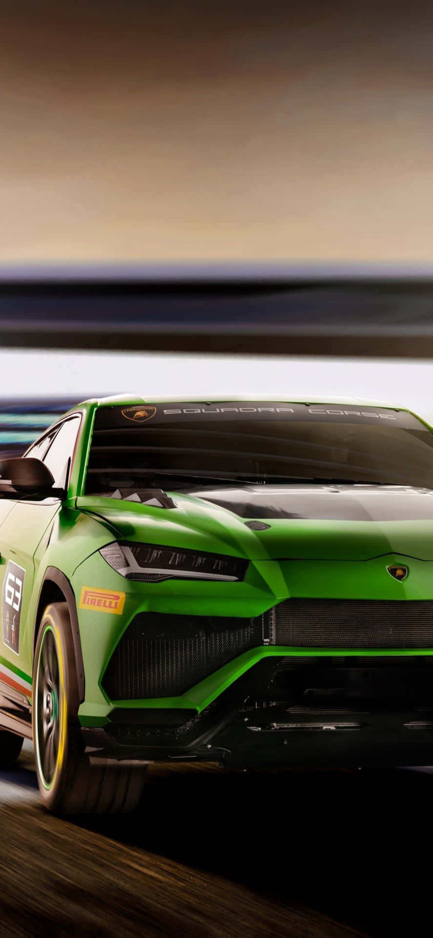 Feel The Power Of The Wind In Your Hair With A Green Lamborghini Iphone Background