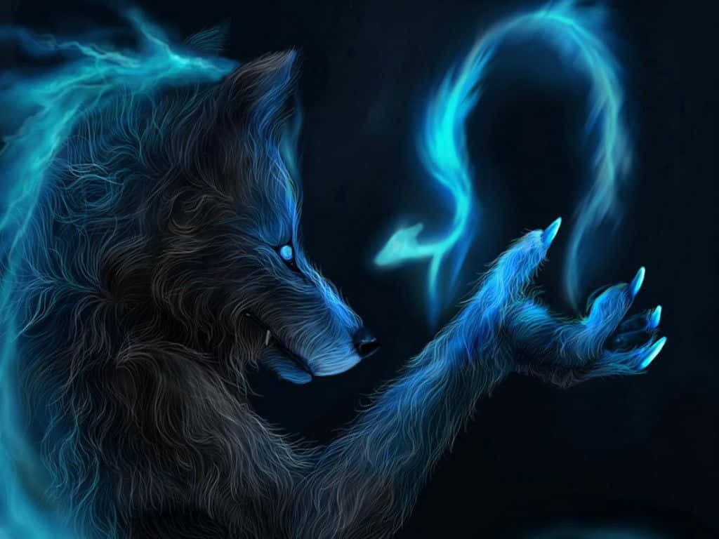 Feel The Power Of Water And Fire With This Wolf Background