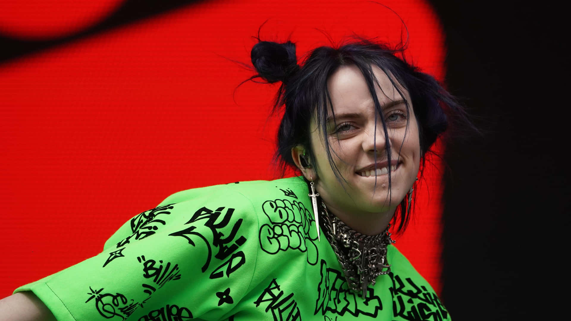 Feel The Thrill Of Music With Billie Eilish And Her Laptop Background