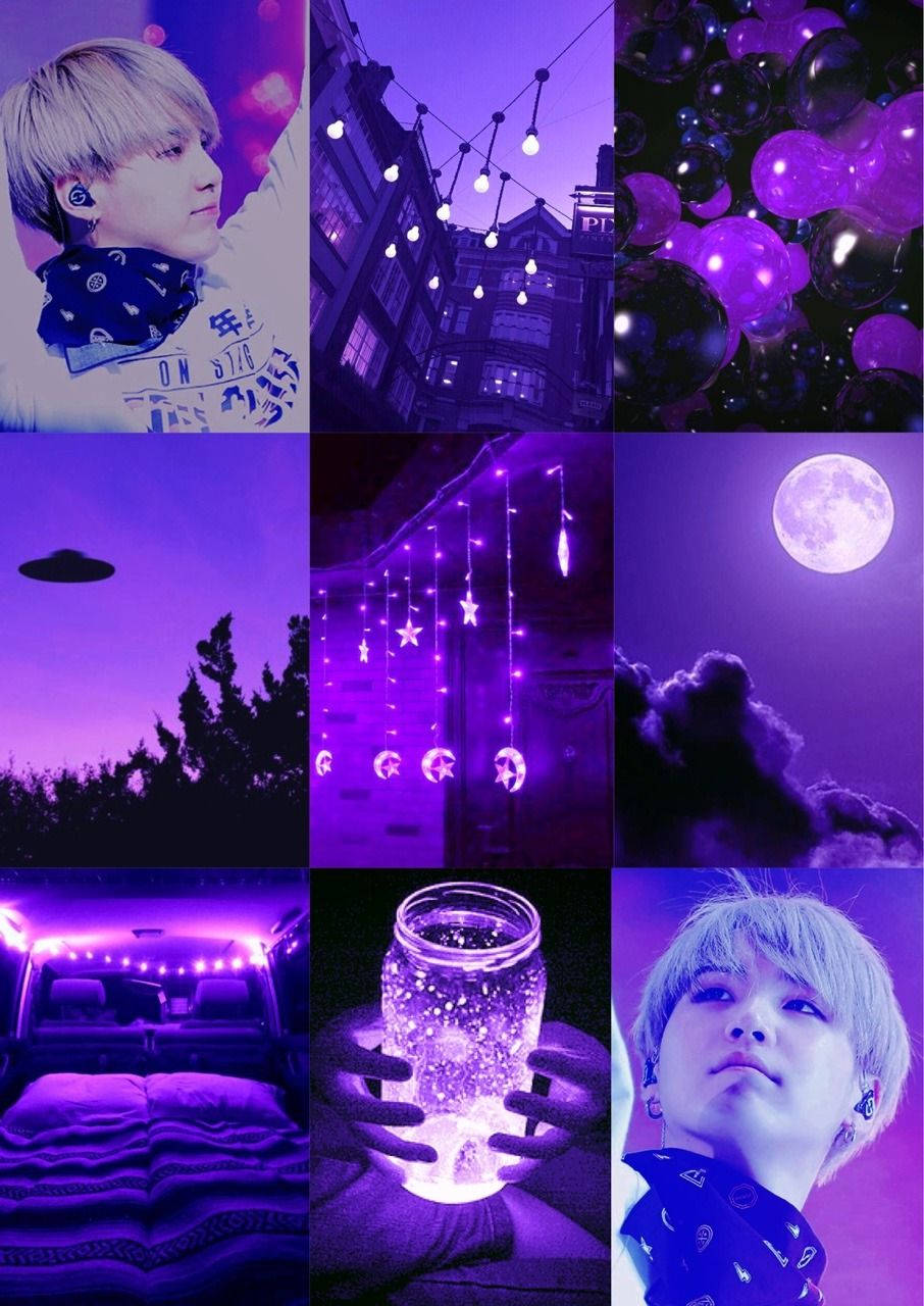 Feel Ultraviolet Charm With Suga's Purple Aesthetic Moodboard Background