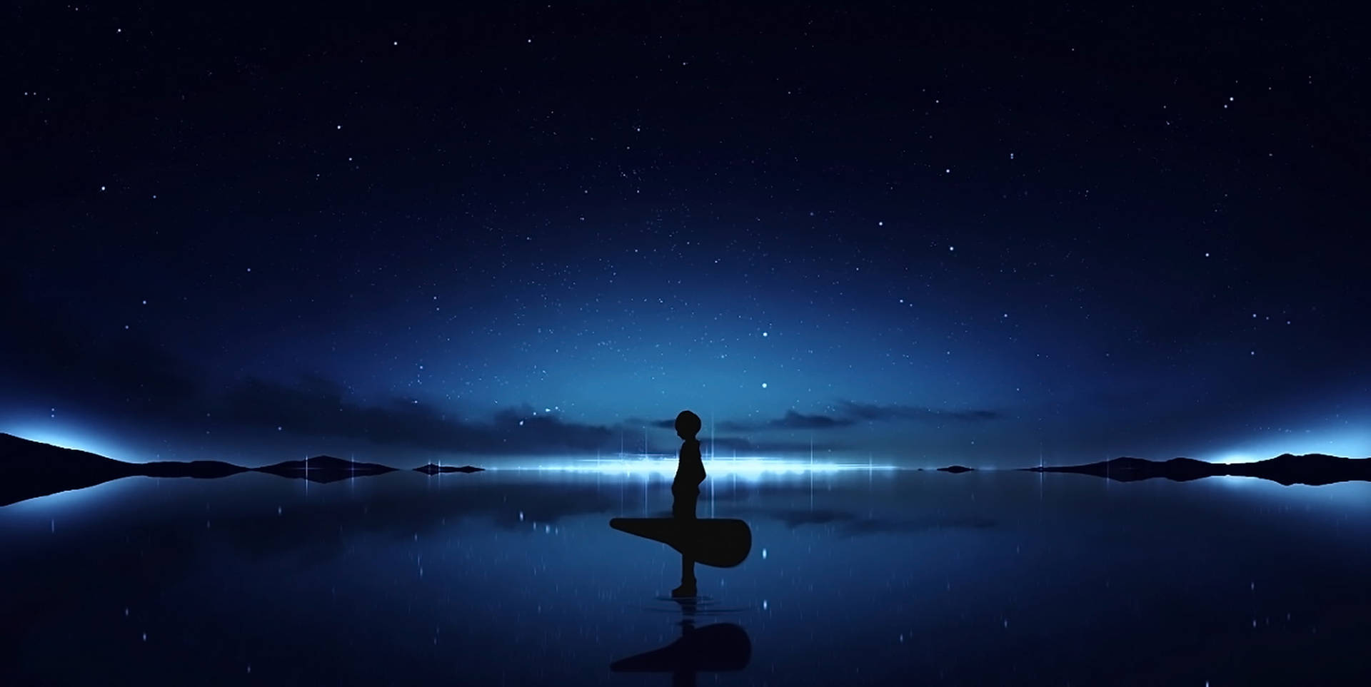 Feeling Alone Blue Starry Sky Background