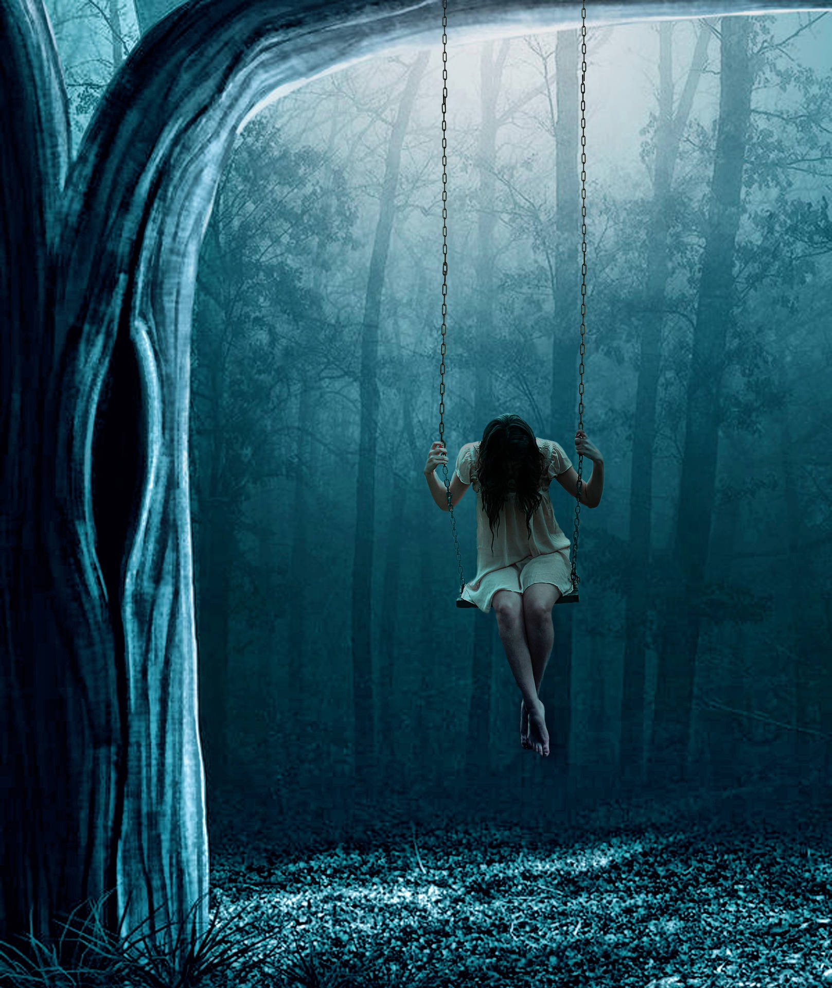 Feeling Alone In Tree Swing Background