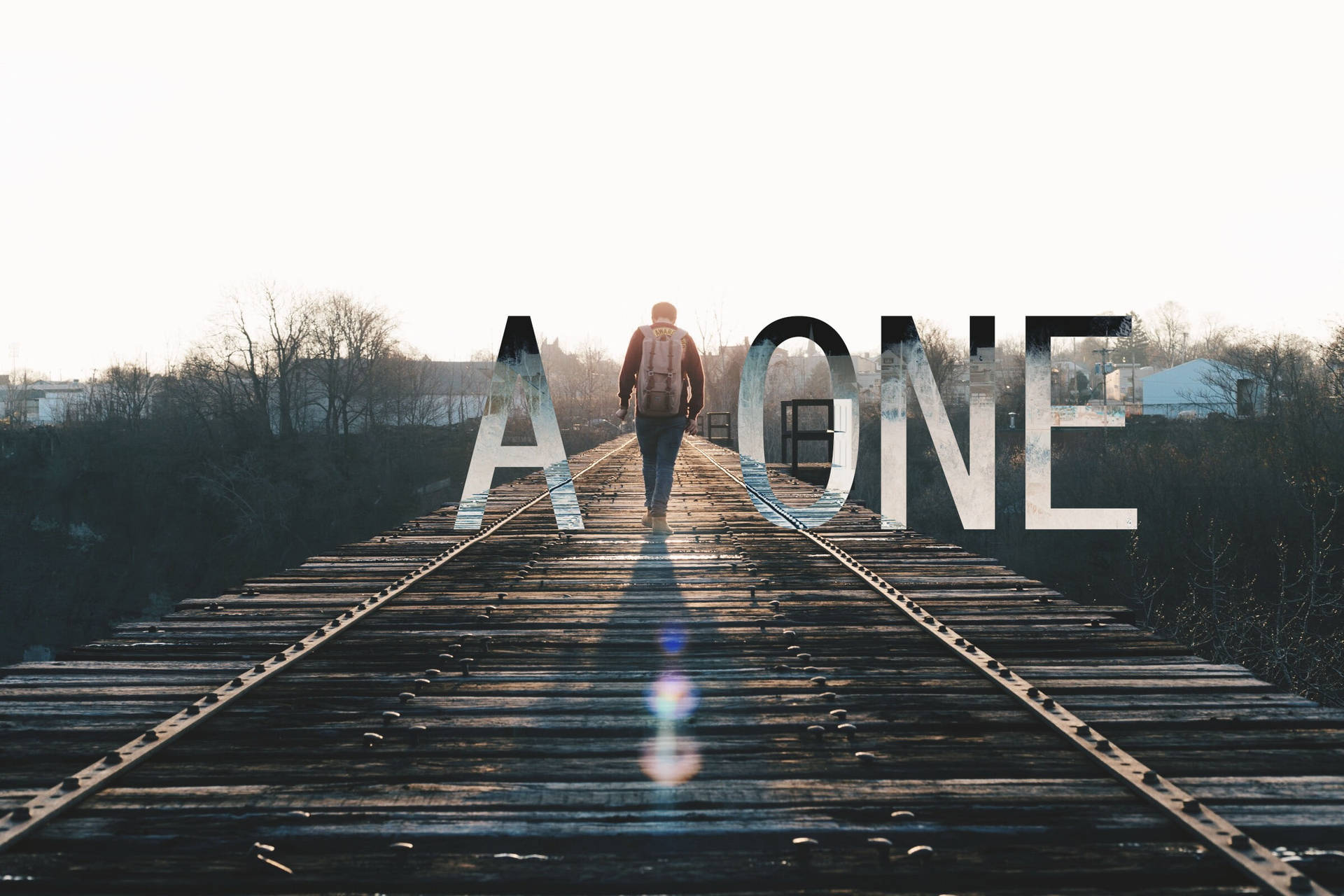 Feeling Alone On Wooden Bridge Background