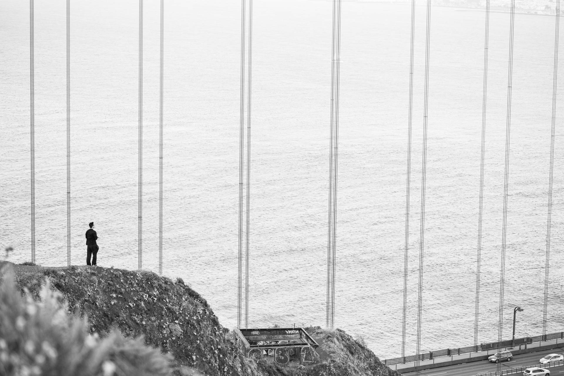 Feeling Alone Overlooking Water Background