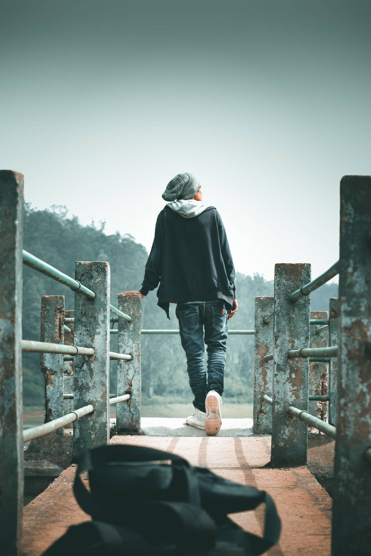 Feeling Alone Rusty Bridge Background