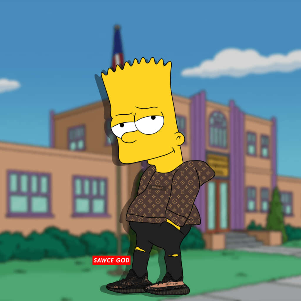 Feeling Cool And Stylish In This Bart Simpson Supreme Look! Background