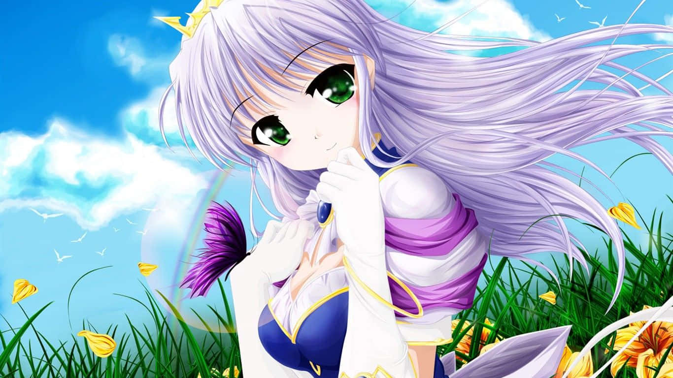 Feena Fam With Blue Sky Anime Cartoon Background