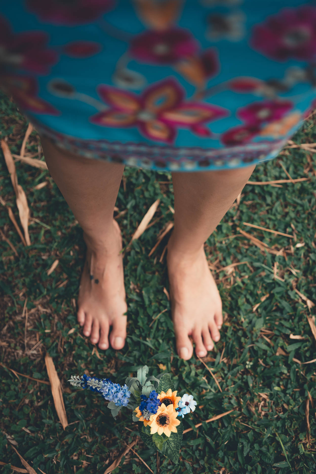 Feet And Color Flowers Background