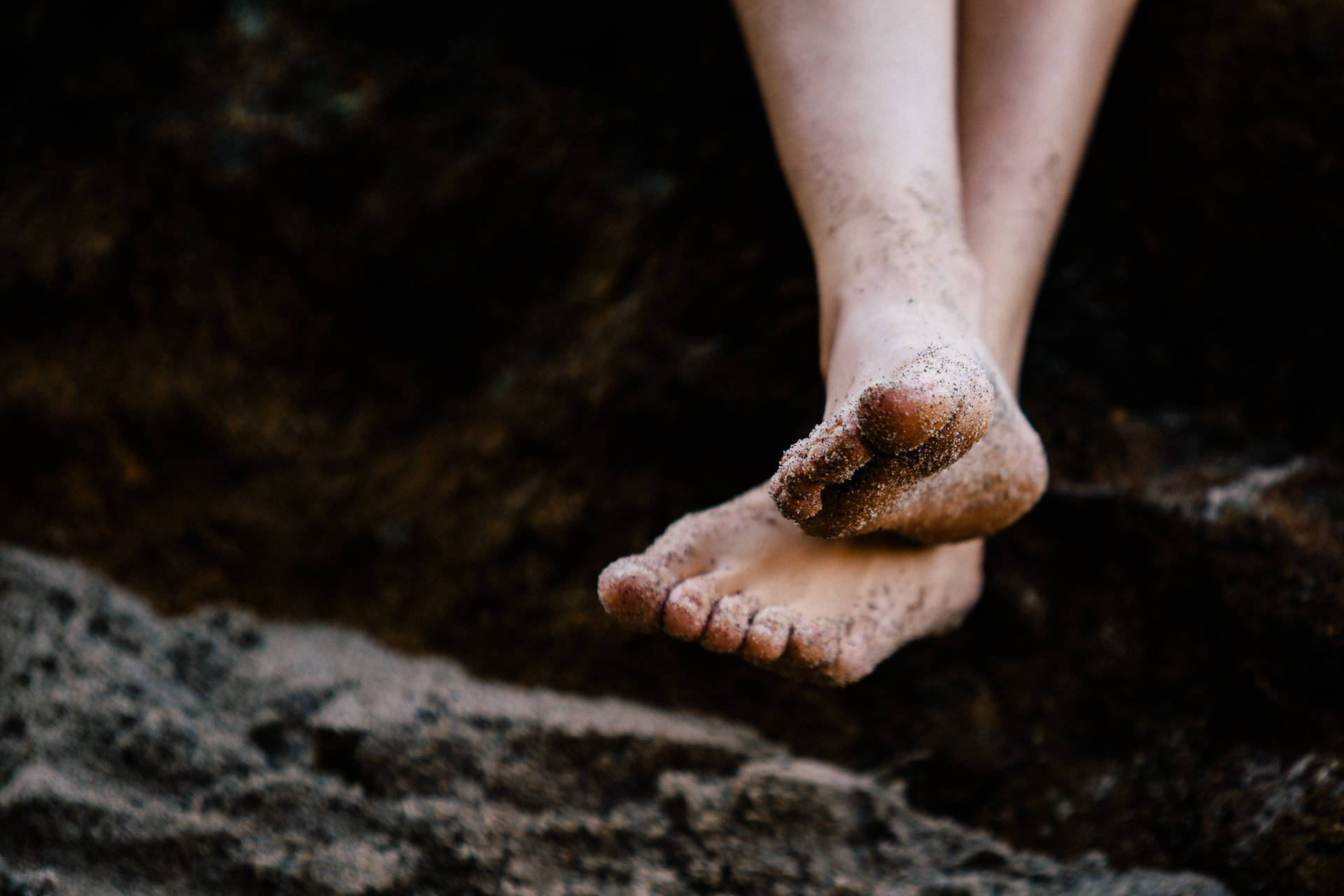 Feet Covered In Light Dust