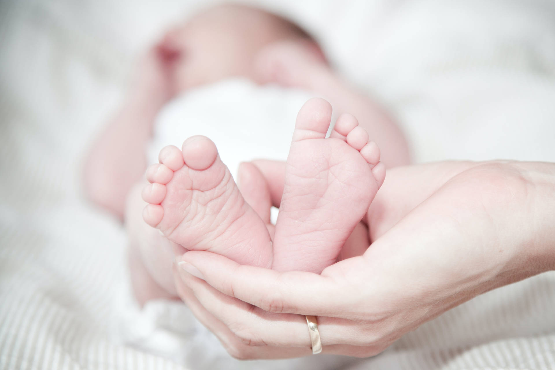 Feet Of A Newborn Baby Background