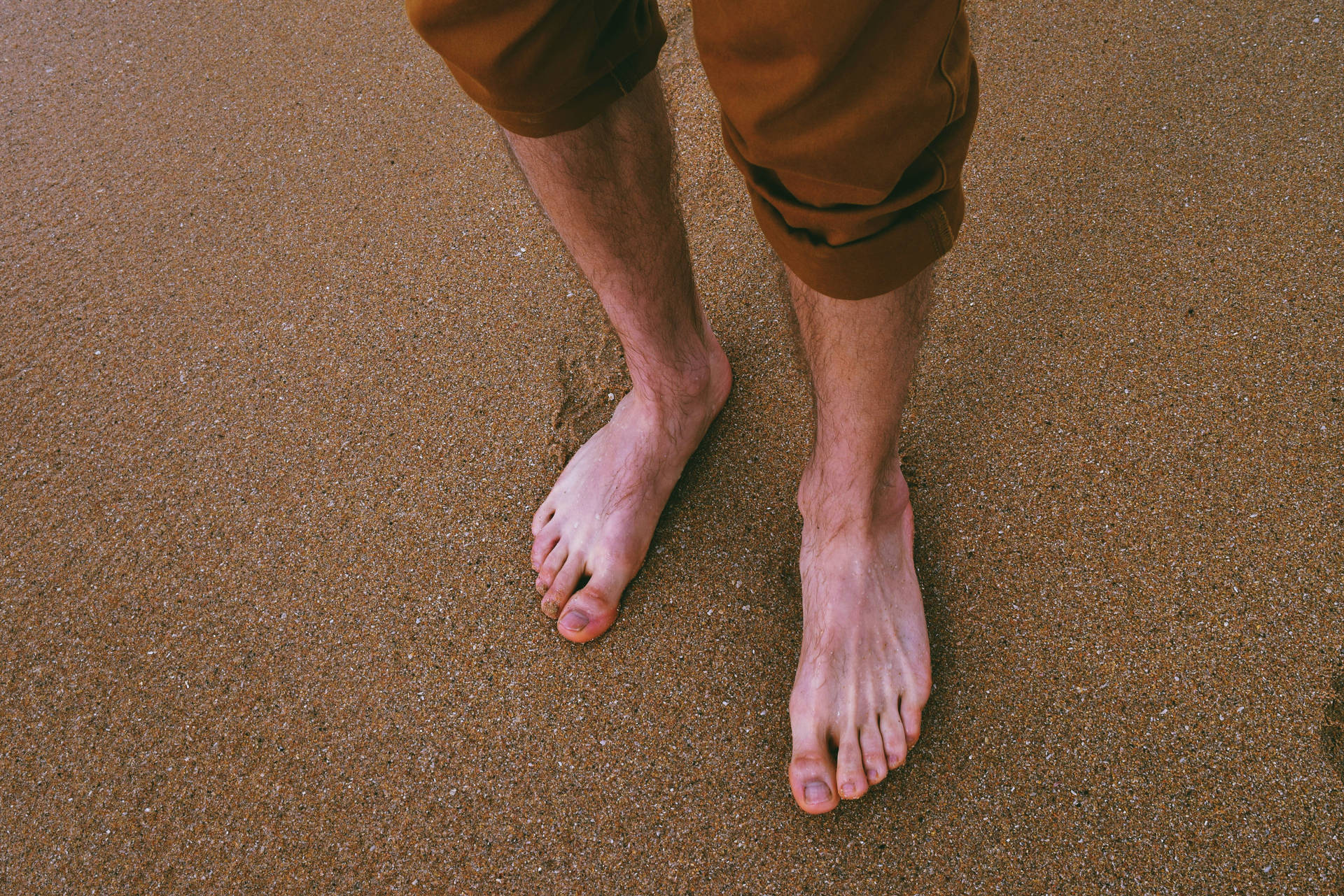 Feet On Brown Sand Beach