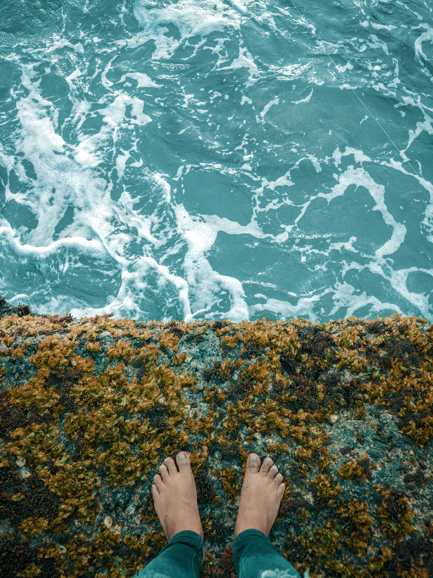 Feet On Edge Of A Cliff Background