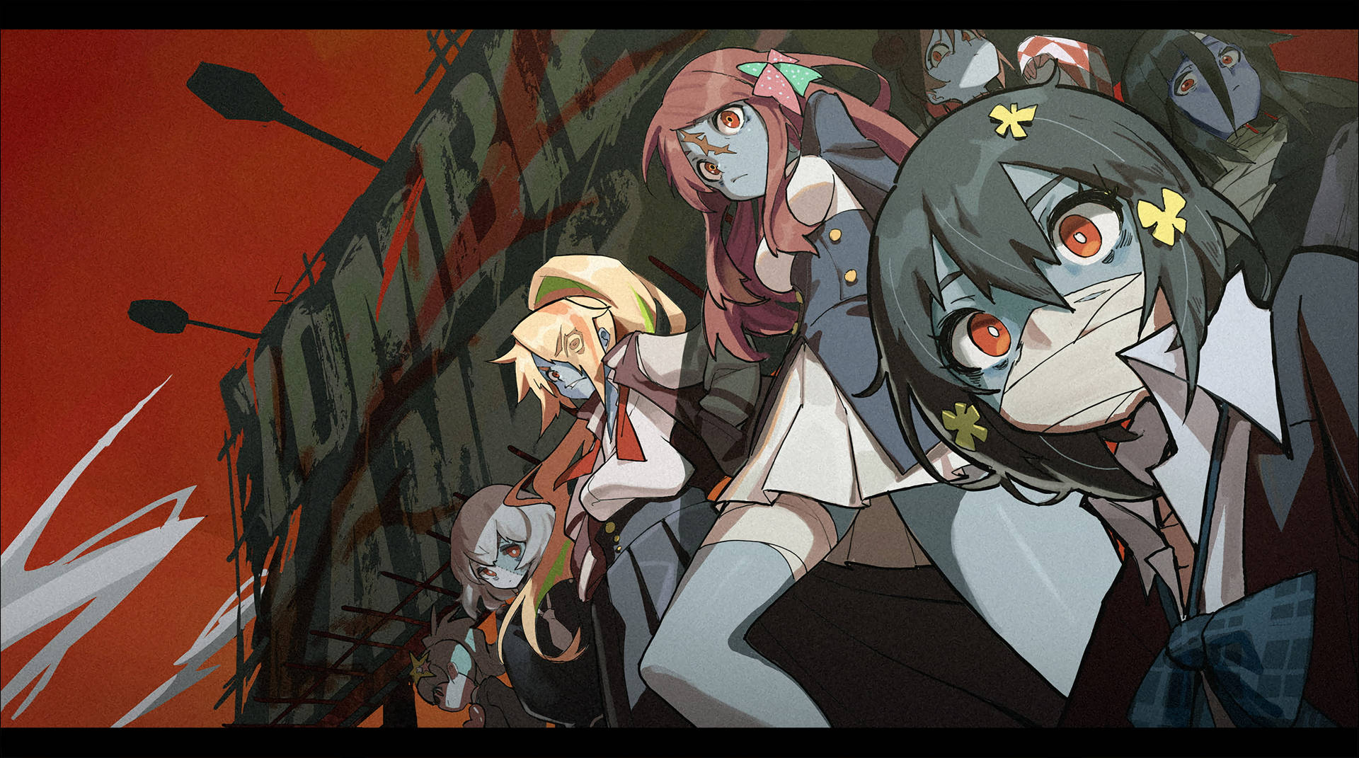 Feisty Characters Of Zombie Land Saga Background
