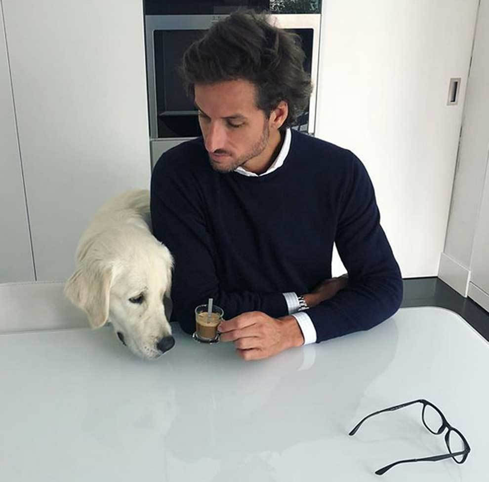 Feliciano Lopez With Golden Retriever