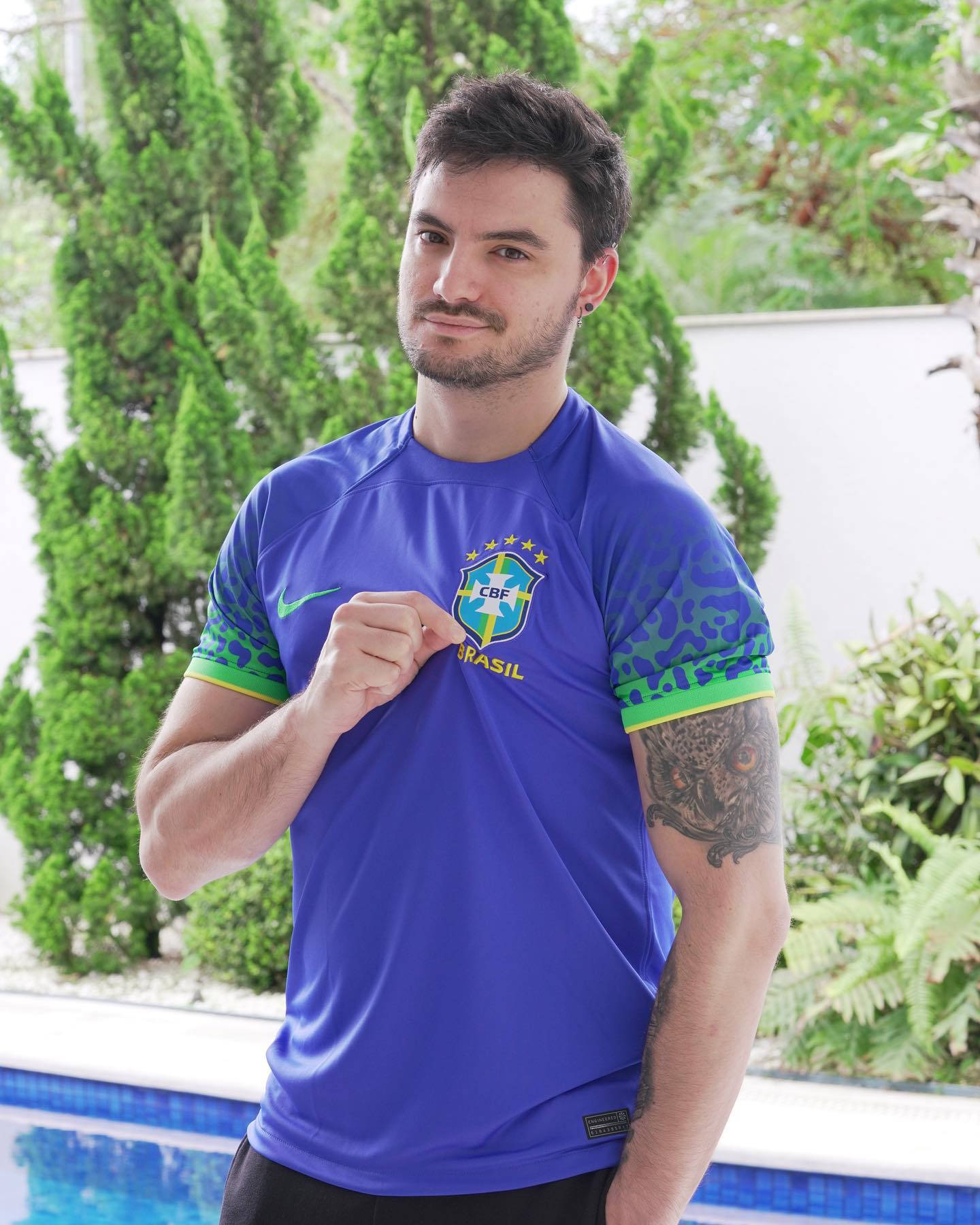 Felipe Neto Wearing Brazil Team Shirt