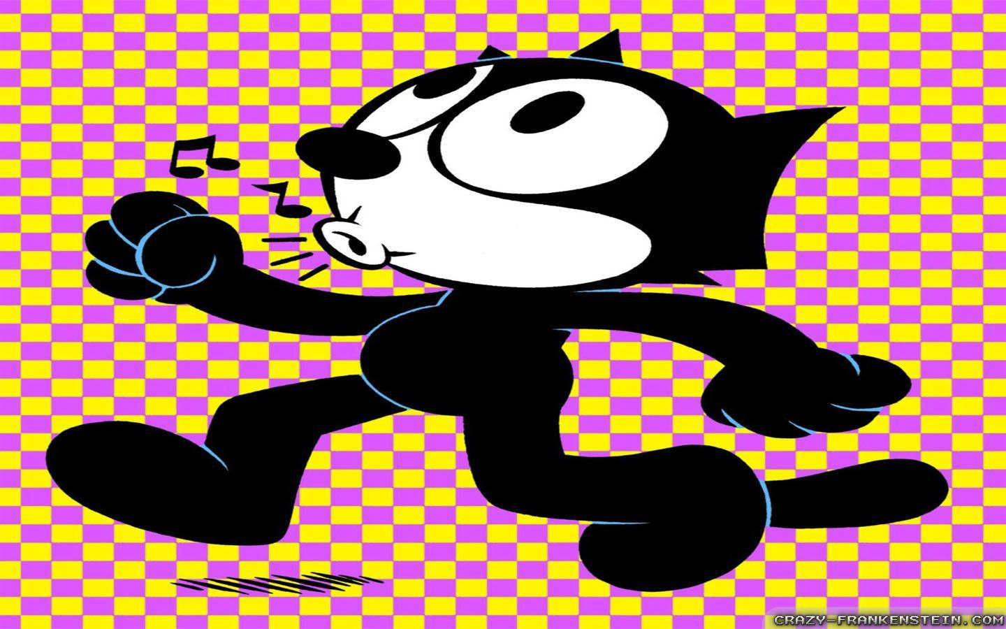 Felix The Cat Colored Checkered Background
