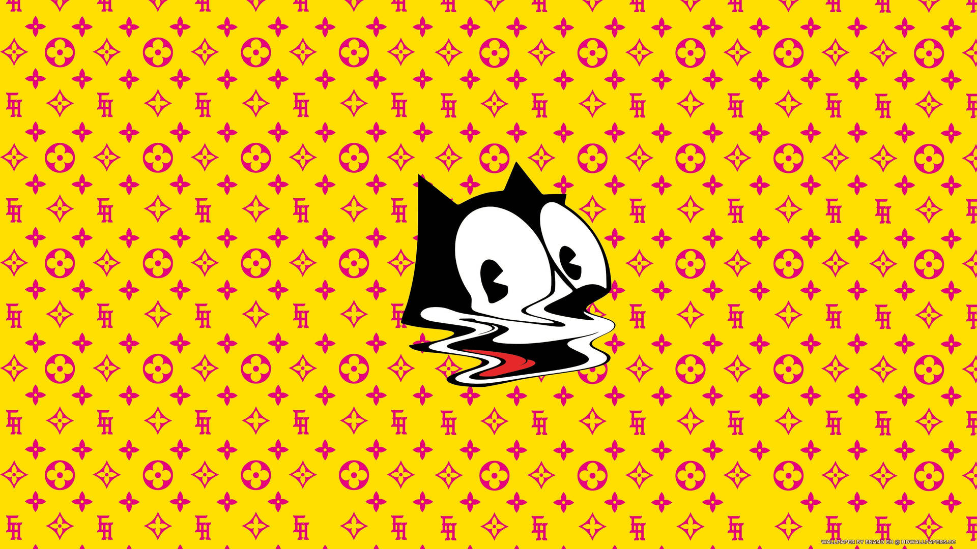 Felix The Cat Face In Yellow Background
